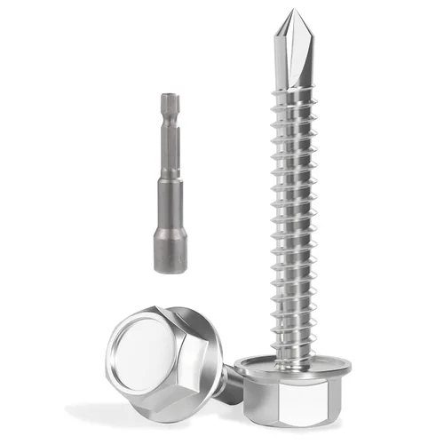 Miniatura 34 de VGBUY 170 tornillos autoperforantes para metal, tornillos autorroscantes de chapa metálica de acero inoxidable 410 #10 x 3/4 pulgadas, tornillos