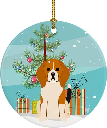 Miniatura 46 de Caroline's Treasures Adorno de cerámica para árbol de Navidad, Laika Spitz de Siberia Occidental, decoración colgante para árbol de Navidad