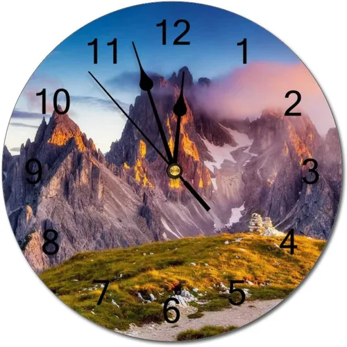 Miniatura 17 de Reloj de pared silencioso sin tictac de PVC, paisaje con hermosa puesta de sol en el campo C, funciona con pilas, 10 pulgadas (9.8 in), reloj