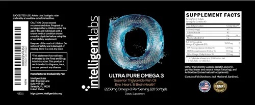 Miniatura 7 de Intelligent Labs Triglicérido Omega 3 2250 mg por porción de 3 cápsulas Cápsulas de aceite de pescado sin eructos 120 cápsulas blandas por