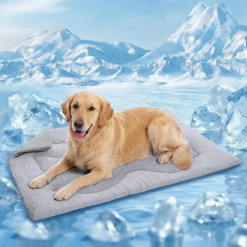 Miniatura 11 de Queenmore Tapete refrescante grande para perros, cama plana portátil para mascotas para perros y gatos, tapete antideslizante para dormir para Azul