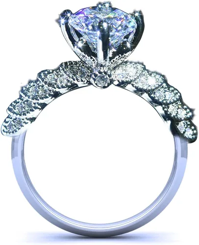 Godyce Anillo de compromiso de moissanita de 1 quilate para mujer, alianzas de boda solitario, seis puntas, flecha de corazón, corte redondo, color