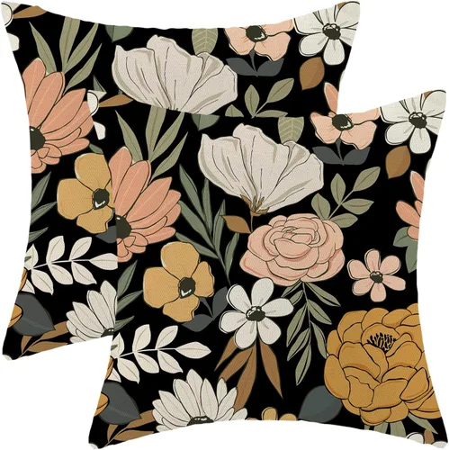 Miniatura 33 de CXMEIFLY Juego de 2 fundas de almohada de hojas florales de primavera de 16 x 16 pulgadas, para decoración de flores chinoiserie, almohadas