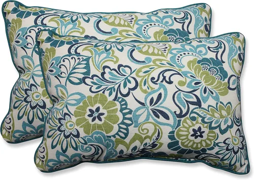 Miniatura 13 de Pillow Perfect - Cojines decorativos para interiores/exteriores con flores brillantes, 2 unidades, lumbares - 16.5 x 24.5 pulgadas, verde/rojo Zoe
