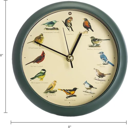 Miniatura 2 de Mark Feldstein, The Original Singing Bird Clock, 8 pulgadas, verde