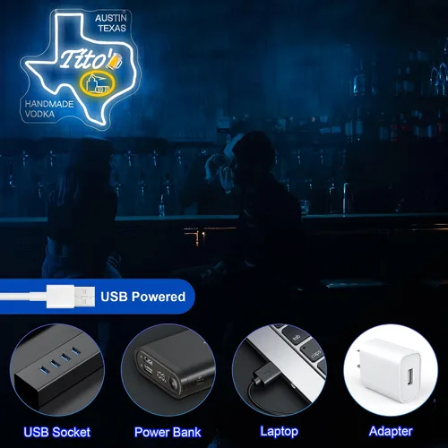 Miniatura 5 de Letrero de neón de vodka hecho a mano para decoración de pared, barra de cerveza, acrílico, alimentado por USB, decoración de pared, letrero