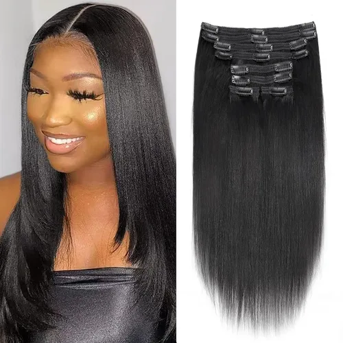 Miniatura 24 de Extensiones de cabello con clip de 12 pulgadas, rizado birmano, negro natural, extensiones de cabello con clip rizado birmano, cabello humano real