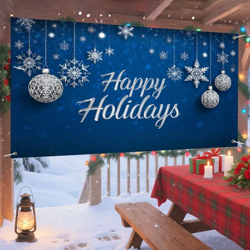 Miniatura 7 de Cartel de Feliz Navidad de 71 x 43 pulgadas, decoración para exteriores, fondo azul, vacaciones, fiesta de Navidad, patio, porche, decoración