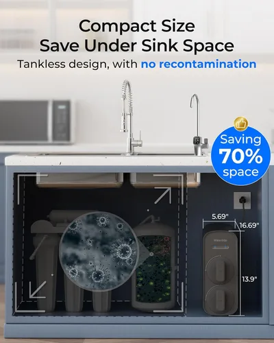 Miniatura 6 de Waterdrop G5P700 - Filtro de agua por ósmosis inversa, Certificado NSF/ANSI 58 y 372, Sistema de ósmosis inversa de flujo rápido de 700 GPD, Sistema