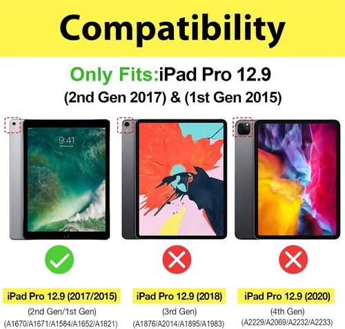 Miniatura 2 de ProCase Funda para iPad Pro 12.9 2017/2015 (modelo antiguo, 2ª y 1ª generación), funda protectora delgada con soporte para iPad Pro de 12.9 pulgadas