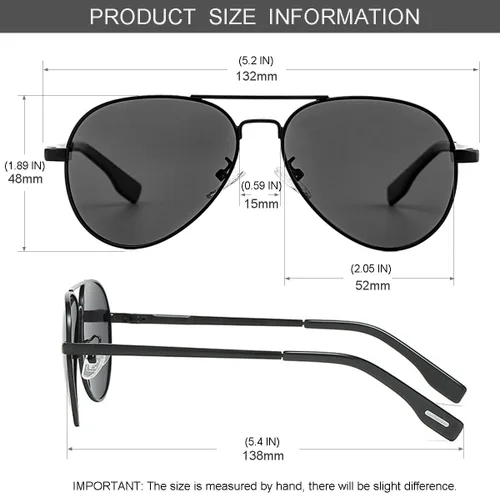 Miniatura 146 de Gleyemor Lentes de sol polarizados estilo aviador para niños y niñas, jóvenes, adolescentes, dos tamaños de 1.969 in y 2.047 in