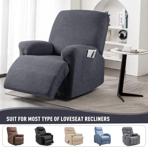 Miniatura 5 de KinCam Fundas para sillón reclinable, fundas elásticas para sillas reclinables, fundas para sofá reclinable de jacquard a rayas, protectores