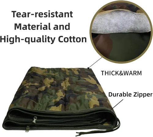 Miniatura 2 de Forro de poncho de camuflaje, manta militar, saco de dormir militar, con una bolsa de transporte de compresión, para viajes, senderismo, campamento