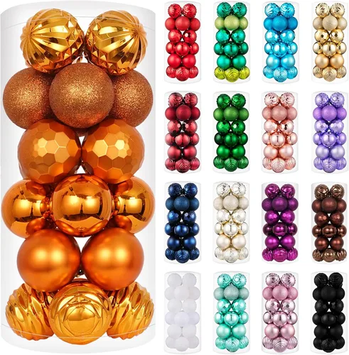 Miniatura 33 de XmasExp - Juego de 24 adornos de bola de Navidad mini irrompibles, adornos para árbol de Navidad, bolas de árbol de Navidad de 30 mm/1.18 pulgadas