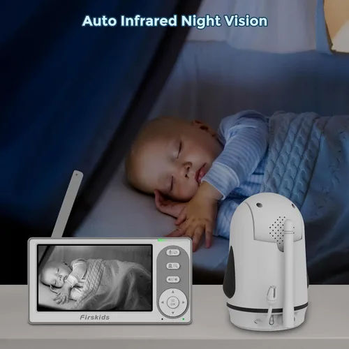 Miniatura 6 de Monitor de Bebé con Pantalla Dividida con 2 Cámaras Sin WiFi, Batería de 30H, Panorámica-Inclinación-Zoom, Monitor para bebés