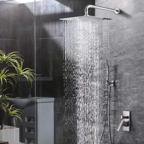 Miniatura 6 de NearMoon - Alcachofa de ducha de lluvia cuadrada con brazo extensible, de acero inoxidable grande, cascada, cobertura de cuerpo completo