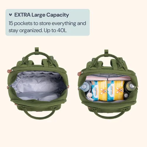Miniatura 14 de BabbleRoo - Mochila para pañales - Bolso de viaje con artículos esenciales para bebés - Mochila multifunción resistente al agua, bolso de viaje