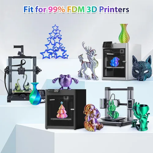 Miniatura 6 de Paquete de filamento para impresora 3D, filamento PLA sedoso de 4/64 pulgadas (1.75 mm), compatible con la mayoría de impresoras FDM, 10 carretes