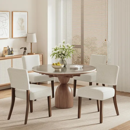 Miniatura 12 de COLAMY Juego de 2 sillas tapizadas para comedor, sillas de cocina de tela con asiento y respaldo acolchados, patas de madera maciza, sillas modernas