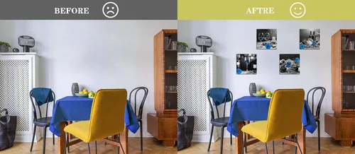 Miniatura 5 de Arte de pared de vino azul - Decoración de pared de cocina - Arte de pared moderno para sala de estar, obra de arte de rosa azul, 4 lienzos