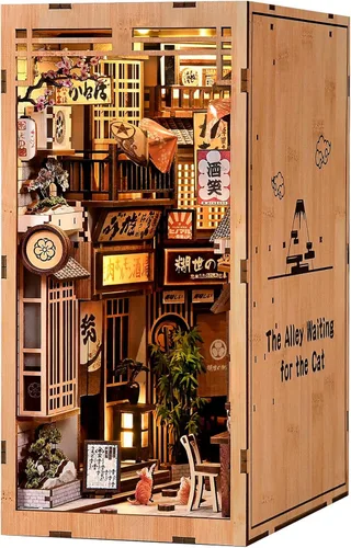 Kit de rincón de libros, kit de casa de muñecas en miniatura, japonés para adultos y adolescentes, decoración de estantería de casa pequeña,