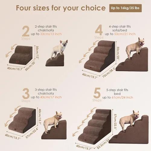 Miniatura 3 de EHEYCIGA Rampa de escaleras curvadas para perros pequeños de 15.7 pulgadas de alto, escalones para perros de 3 escalones para sofá y silla