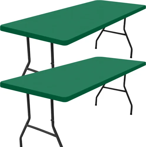 Miniatura 59 de Smiry - Mantel rectangular de vinilo con respaldo de franela elástica ajustada para mesas plegables de 2 pies, manteles impermeables y lavables