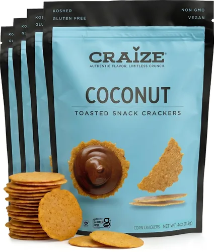 Miniatura 10 de Craize Patatas fritas de coco, sin gluten, veganas, kosher, galletas de maíz tostadas 4 onzas cada una