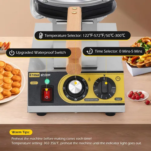 Miniatura 6 de Dyna-Living Burbuja Waffle Maker Comercial Bubble Waffle Iron 1400W Máquina eléctrica de acero inoxidable Hong Kong, máquina de gofres de hojaldre