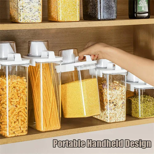 Miniatura 5 de 2 recipientes de almacenamiento dispensadores de arroz, cubo de arroz pequeño de 1.1 L con taza medidora y boquilla de vertido, recipiente hermético