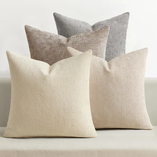 Miniatura 20 de MIULEE Paquete de 4 fundas de almohada para sofá, 16 x 16 pulgadas, fundas de almohada decorativas de felpilla suave color crema, fundas de cojín