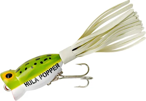 Arbogast Hula Popper - Señuelo de pesca para lubina de agua superficial Vientre blanco de rana