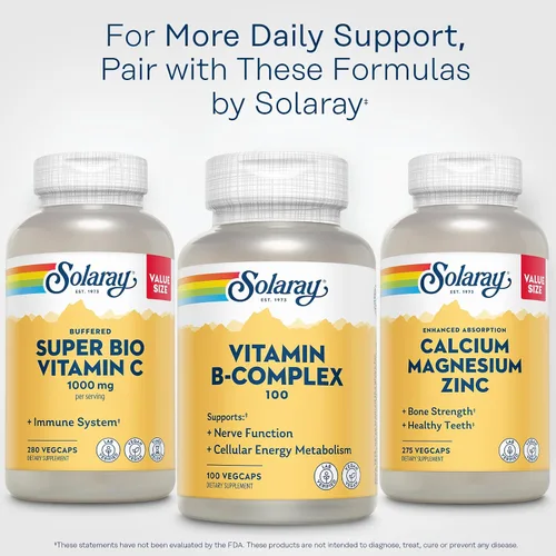 Miniatura 6 de SOLARAY Complejo de vitamina B de 100 mg – Energía celular, nervios y apoyo a la salud cardíaca – Suministra las 8 vitaminas del complejo B