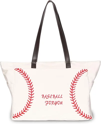 Bolsas de béisbol para mujer, bolsas de lona gruesa con bolsillos, artículos esenciales deportivos para mamá, accesorios para el día del juego
