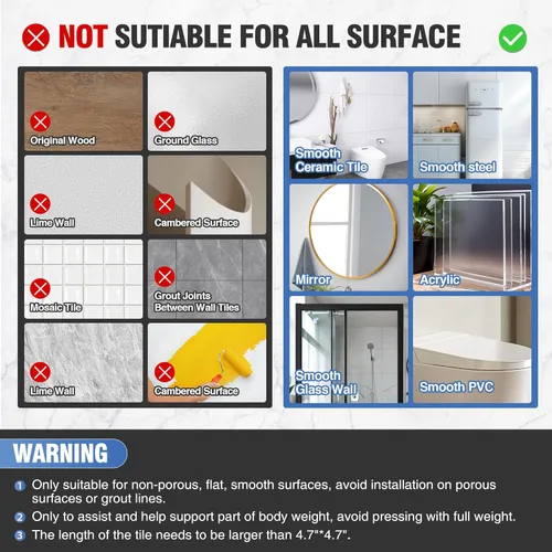 Miniatura 6 de DAILYLIFE Barras de agarre para bañeras y duchas, asas de ducha de 17 pulgadas con ventosa para ancianos, barra de agarre de seguridad para ducha