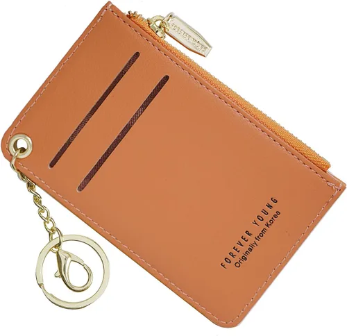 Miniatura 8 de Carteras pequeñas para mujer, tarjetero de piel delgado, cartera de monedas con llavero