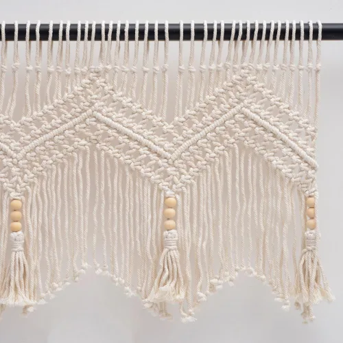 Miniatura 4 de Cortinas bohemias de macramé para ventanas, cenefa de macramé para dormitorio, sala de estar, decoración bohemia para colgar en la pared, 1 panel