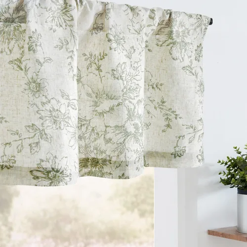 Miniatura 22 de jinchan - Cenefa de lino con borde de encaje, cenefa rústica de estilo granja para ventana de 16 pulgadas, tratamiento para ventana pequeña