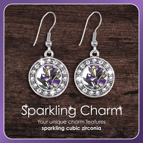 Miniatura 5 de Inspired Silver - Pendientes colgantes de gancho francés con dije de círculo de plata con joyas de circonita cúbica
