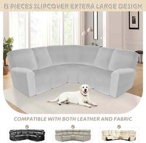 Miniatura 575 de Arfntevss Fundas de sofá seccional reclinable de terciopelo, Funda de sofá seccional de esquina para sofá reclinable, Funda elástica suave