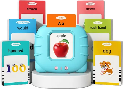 Miniatura 9 de Kidzdo Juguetes audibles bilingües en español e inglés con música, tarjetas flash parlantes bilingües para niños pequeños/principiantes, ABC, Rosa