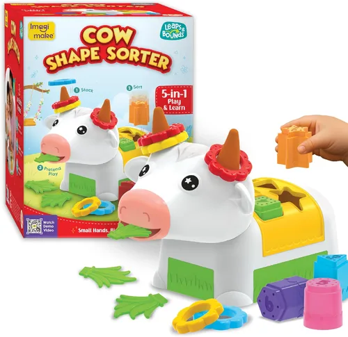 Imagimake Clasificador de formas de vaca | Juguetes para bebés de 12 a 18 meses | Juguetes de aprendizaje para niños de 1 año y niños pequeños |
