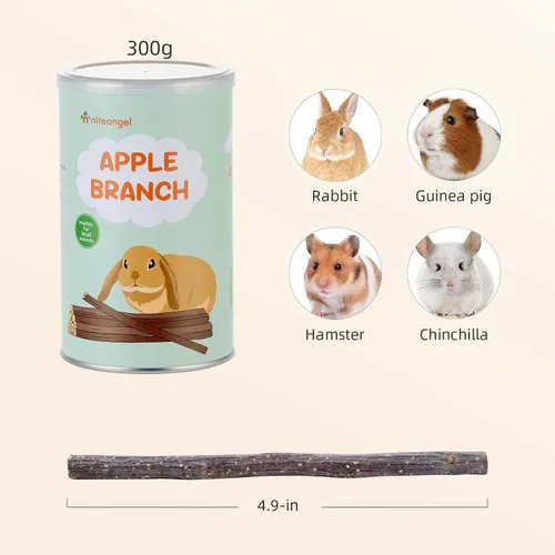 Miniatura 2 de Niteangel Palitos de manzana naturales masticables juguetes para conejos, chinchilla, conejillos de indias, hámsters y otros animales pequeños