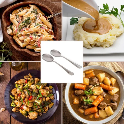 Miniatura 3 de Cornucopia Brands Cucharas de servir de acero inoxidable extragrandes (paquete de 2), utensilios para servir estilo buffet y banquete