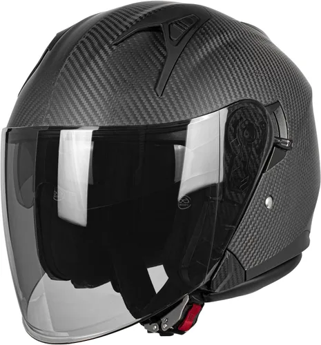 Miniatura 8 de Kaese Casco de motocicleta de fibra de carbono 3/4 con protector de doble lente, aprobado por DOT, protección facial ligera para hombres y mujeres
