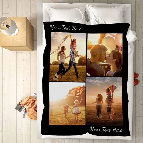 Miniatura 5 de Manta de fotos personalizada, 4 fotos, mantas personalizadas para mamá, abuela, esposa, mujeres de hija, hijo, marido, 8 tamaños 4 Fotos-1