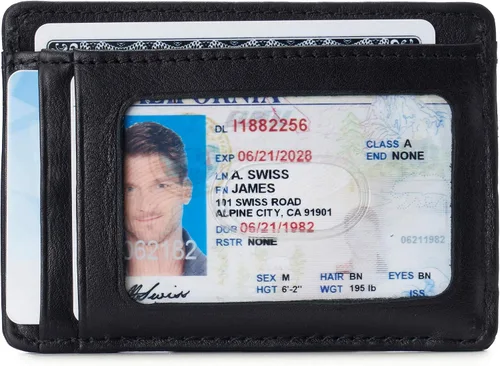 Miniatura 2 de Alpine Swiss RFID Dermot dinero clip frontal bolsillo cartera para hombres cuero viene en una caja de regalo, Negro -, Talla única, Clip de dinero