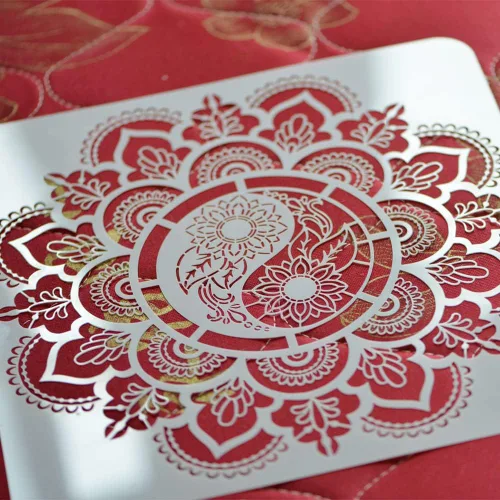 Miniatura 7 de Plantilla DIY para manualidades 30x30 cm Floral Mandala Yinyang Plantilla reutilizable para muebles, manualidades en madera, álbum de recortes