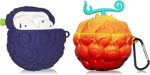 Miniatura 9 de [Paquete de 2] Funda de fruta para AirPods 2, lindo animal, bolígrafo de limpieza de silicona de dibujos animados 3D, juego de accesorios