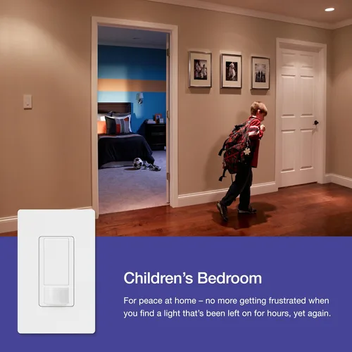 Miniatura 5 de Lutron Maestro Interruptor de luz con sensor de movimiento para interiores para baño, garaje, lavandería, cualquier bombilla, sensor de ocupación